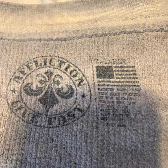 Affliction v neck waffle thermal long sleeve tee XL grey black cross stitching - Picture 6 of 6